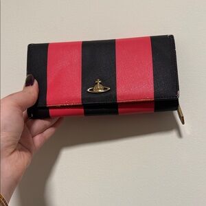 Vivienne Westwood pink and black striped long wallet